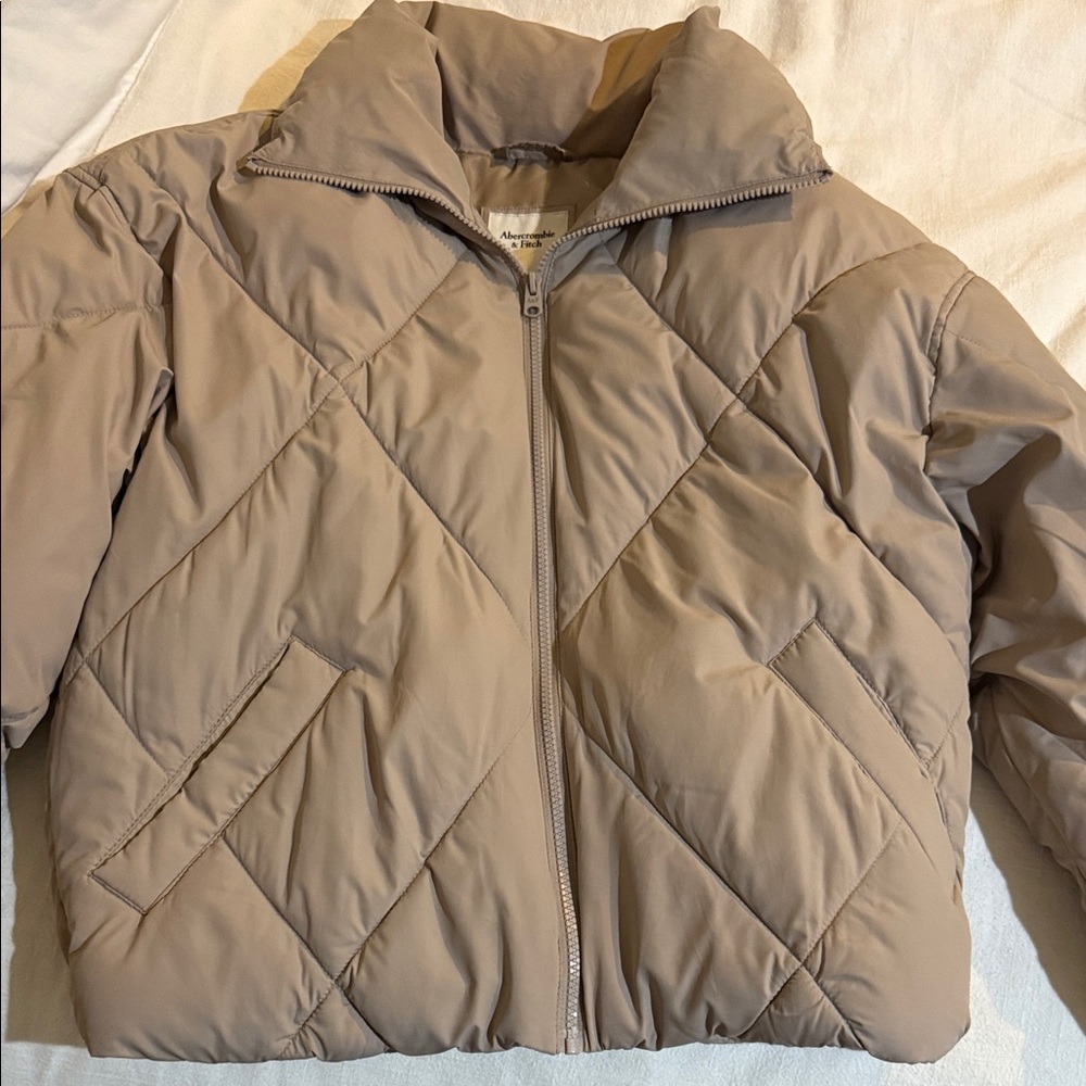 Abercrombie Tan Quilted Puffer Jacket